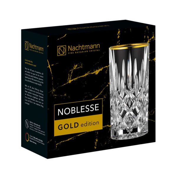 Nachtmann Noblesse Longdrinkglazen Gold met gouden rand